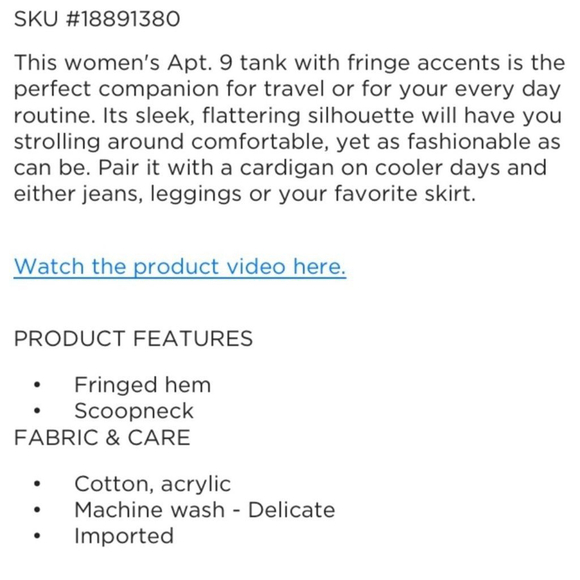 Apt 9 scoopneck tank top with fringe accents Woman’s size XXL gold & white - Picture 9 of 12